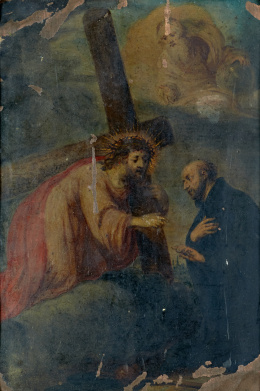 246.  ESCUELA FLAMENCA SIGLO XVIIAparición de Cristo a san Ignacio camino a Roma.