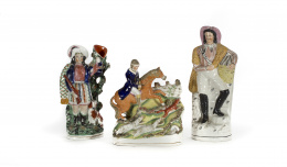 1052.  “La caza del Zorro” grupo de loza esmaltada.Staffordshire, Inglaterra, S. XIX.