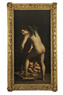 451.  MARÍA CRISTINA DE BORBÓN (Palermo, 1806 - Francia, 1878)Cupido fabricando un arco.