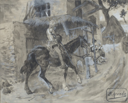 826.  JOSÉ JIMENEZ ARANDA (Sevilla, 1837-1903)Llegada a la venta