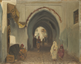 844.  MANUEL GUMUCIO (Madrid 1898-1968)Escena de mercado en Tetuá