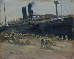 846.  MARIANO BERTUCHI (Granada, 1885-Tetuán, 1955)Salida en barc