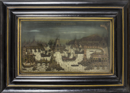 847.  “La Citta Di Ninive”Diorama en relieve policromado.Trabajo italiano, S. XIX