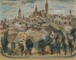 923.  AGUSTÍN REDONDELA (Madrid, 1922 - 2015)Vista de pueblo.