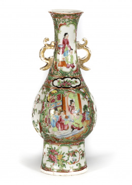 1042.  Jarrón en porcelana de la “Familia rosa”China, Cantón, ff. S. XIX
