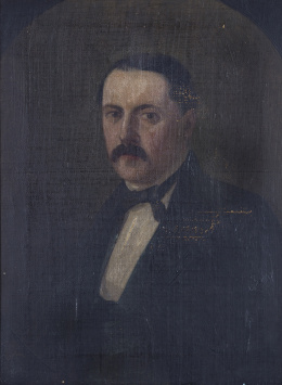 361.  ESCUELA ESPAÑOLA, SIGLO XIXRetrato de caballero inserto en un óvalo fingido.