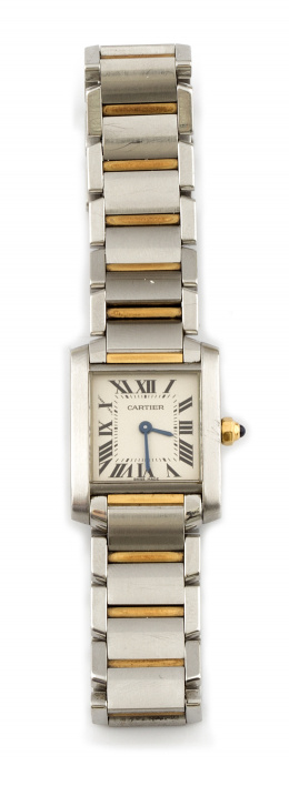 418.  Reloj Tank Française de CARTIER en oro de 18K y acero. Modelo pequeño. nº DE5554