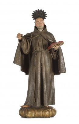 981.  Pedro de Mena (Granada 1628 - Málaga 1688)San Pedro de AlcántaraEscultura en madera tallada, policromada y ojos de pasta vítrea.Hacia 1669-1688..