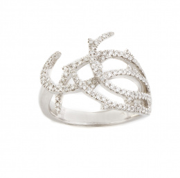 241.  Sortija con ramas de brillantes entrelazadas en oro blanco de 19K.