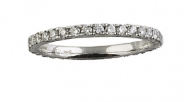 355.  Sortija alianza completa de brillantes en oro blanco de 19 K