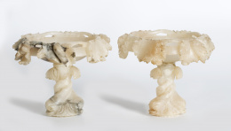 1363.  Pareja de fruteros de alabastro, primer tercio del S. XIX..