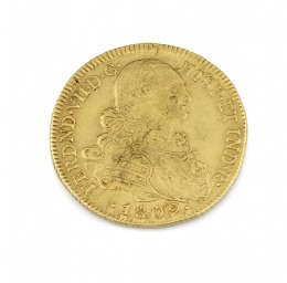 844.  Moneda de 8 escudos de Fernando VII 1809 Nuevo Reino J.F