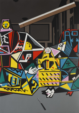 891.  EQUIPO CRÓNICA (act.1964 - 1981)Interior con regla (Serie Composiciones), 1971.