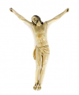 1338.  Cristo crucificado en marfil tallado y policromado.S. XIX.