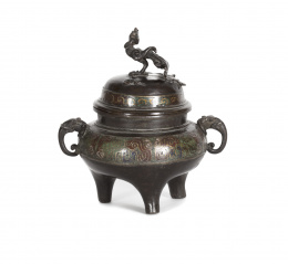 1324.  Incensario en bronce esmaltado en “cloisonné”China, pps. S. XX