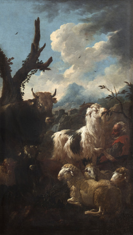901.  PHILIPP PETER ROOS, llamado ROSA DA TÍVOLI (1657-1706)Escena de pastor con ovejas.