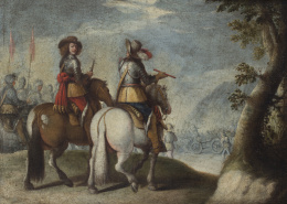 329.  SEGUIDOR DE JUAN DE LA CORTE (Escuela española, h. 1700)Camino a la batalla.
