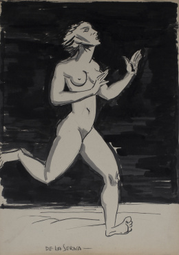 965.  ISMAEL GONZÁLEZ DE LA SERNA (Guadix, Granada, 1897 - París, 1968)Desnudo femenino corriendo.