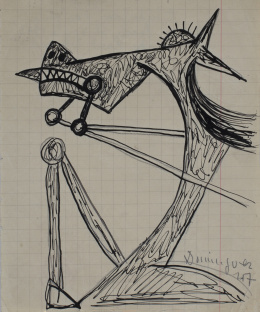 973.  ÓSCAR DOMÍNGUEZ (San Cristóbal de la Laguna, 1906- París, 1957)Boceto para ilustrar el libro de Paul Éluard, Poème et Verité, 1947.