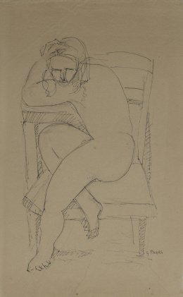 988.  GINÉS PARRA (Zurgena, Almería, 1895 - París, 1960)Desnudo femenino en una silla.