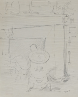 1005.  ATRIBUIDO A ARTURO TEJERO TARRADELL (Colera, Gerona, 1924 - ?)Interior con estufa, 1947.