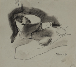 1011.  ATRIBUIDO A ARTURO TEJERO TARRADELL (Colera, Gerona, 1924 - ?)Bodegón de frutas, 1946.