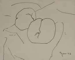 1009.  ATRIBUIDO A ARTURO TEJERO TARRADELL (Colera, Gerona, 1924 - ?)Bodegón de frutas, 1946.