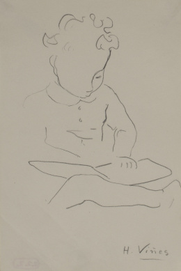 1035.  HERNANDO VIÑES (París, 1904 - 1993)Infante leyendo.