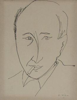 1034.  HERNANDO VIÑES (París, 1904 - 1993)Retrato masculino con cigarrillo .