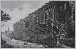 285.  LUIGI ROSSINI (1790-1857)Veduta delle mura di Roma, dalla parte interna della Cittá, vicino alla Porta Celimontana, 1823.