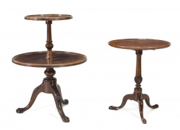 914.  Tea table tilt-top Jorge III en madera de caoba tallada y torneada.Inglaterra, ffs. S. XVIII.