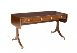 911.  Sofá table Regencia en madera de caoba y limoncillo. Inglaterra, S. XIX - XX.