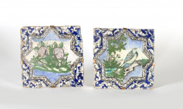 462.  Azulejo de cerámica esmaltada decorado con un pájaro.Dinastía Qajar, Persia, S. XIX.