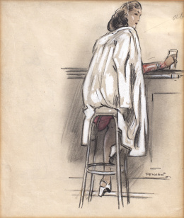 571.  RAFAEL PENAGOS (Madrid, 1889-1954)Dama sentada en el bar