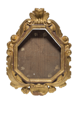 339.  Pareja espejos de madera tallada y dorada, época de Felipe V.Trabajo español, primer cuarto S. XVIII.