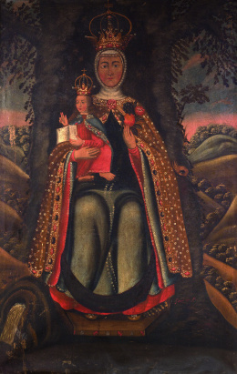 907.  JOSEPS ZAYAS (Escuela española o colonial, h. 1800)Verdadero retrato de la Virgen de Valvanera.