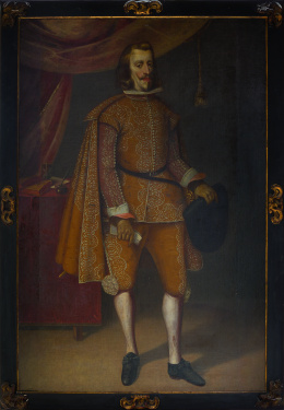 889.  ESCUELA ESPAÑOLA, SIGLO XVIIRetrato de Felipe IV de cuerpo entero.