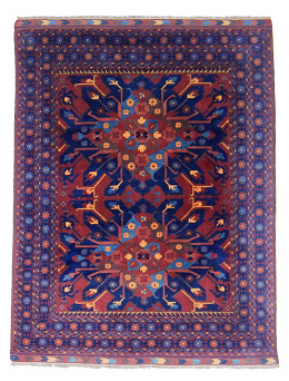 518.  Alfombra en lana de decoración geométrica.Trabajo caucásico.