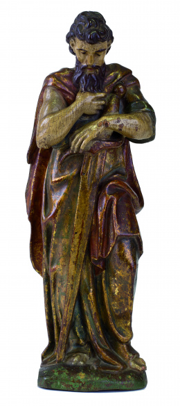 1010.  “San Pablo”Escultura en madera tallada y policromadaEscuela castellana, S. XVI.