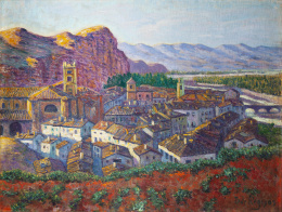 928.  DARÍO DE REGOYOS (Asturias, 1857-Barcelona, 1913)Vieille Ville de l’Ebre (Nájera)