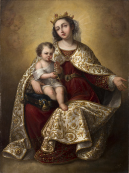 560.  Augusto Manuel de Quesada (Sevilla, 1824-1891)Virgen del Rosario con el Niño.