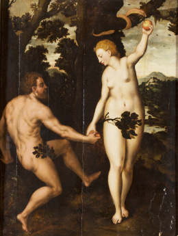 486.  SEGUIDOR DE JACOB DE BACKER (Escuela flamenca, ff. siglo XVI)Adán y Eva.