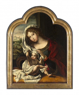 491.  CÍRCULO DE JAN MABUSE GOSSAERT (Maubege?, c. 1478 - Amberes, 1532)Virgen con Niño.