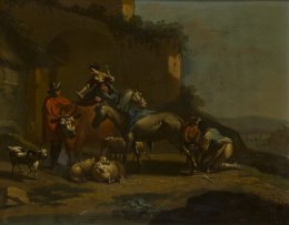 786.  SEGUIDOR DE JAN VAN BIKE MIEL (Amberes, 1599 - Turín, 1664)Herrando el caballo.