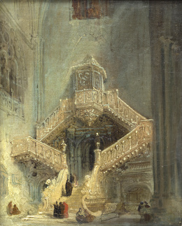 1214.  ESCUELA ESPAÑOLA, SIGLO XIXLa Escalera dorada de la catedral de Burgos.