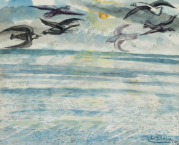 850.  BENJAMÍN PALENCIA (Barrax, Albacete, 1894 - Madrid, 1980)Gaviotas, 1975.