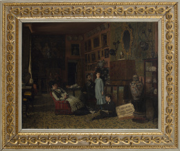 566.  JUAN ALAMINOS (Baeza, siglo XIX)Familia en interior