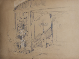 845.  ESCUELA ESPAÑOLA, SIGLO XIXInterior de la casa