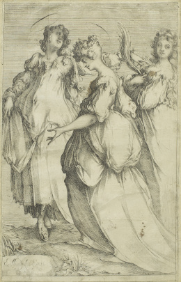 934.  JACQUES BELLANGE (c. 1575-1616) Tres mujeres santas.