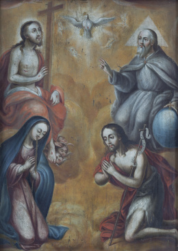 1140.  ESCUELA ESPAÑOLA, H.1700Trinidad con la Virgen y San Juan.